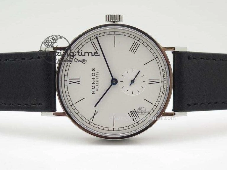 Effortless Ludwig 38 Roman White Dial On Black Leather Strap A 7646