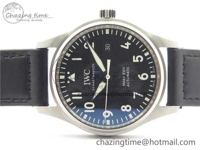 Refined MARK XVIII IW327001 SS FKF 1:1 Best Edition Black Dial On Black Leather Strap 7119