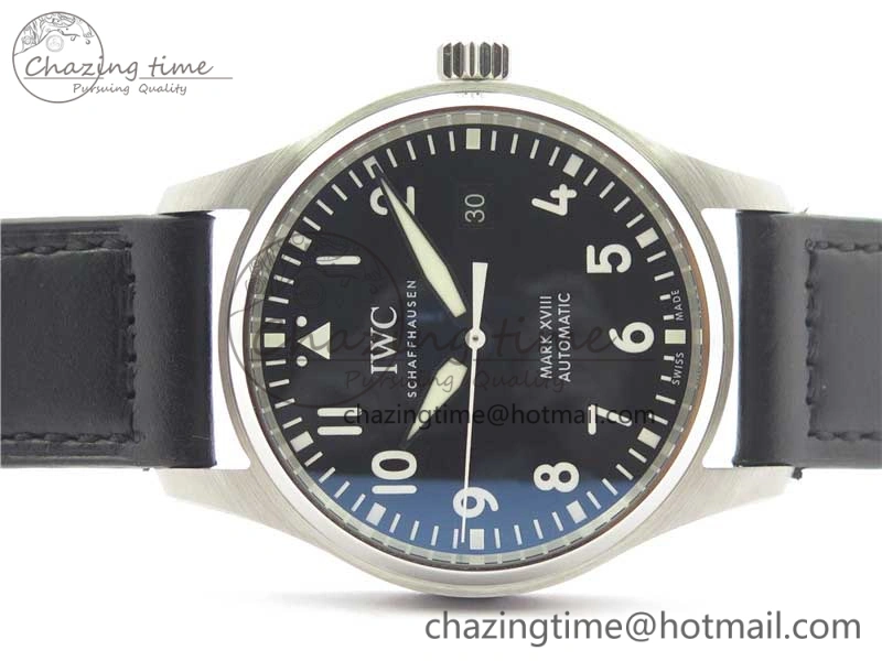 Refined MARK XVIII IW327001 SS FKF 1:1 Best Edition Black Dial On Black Leather Strap 7119