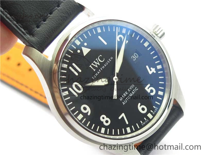 Refined MARK XVIII IW327001 SS FKF 1:1 Best Edition Black Dial On Black Leather Strap 7119