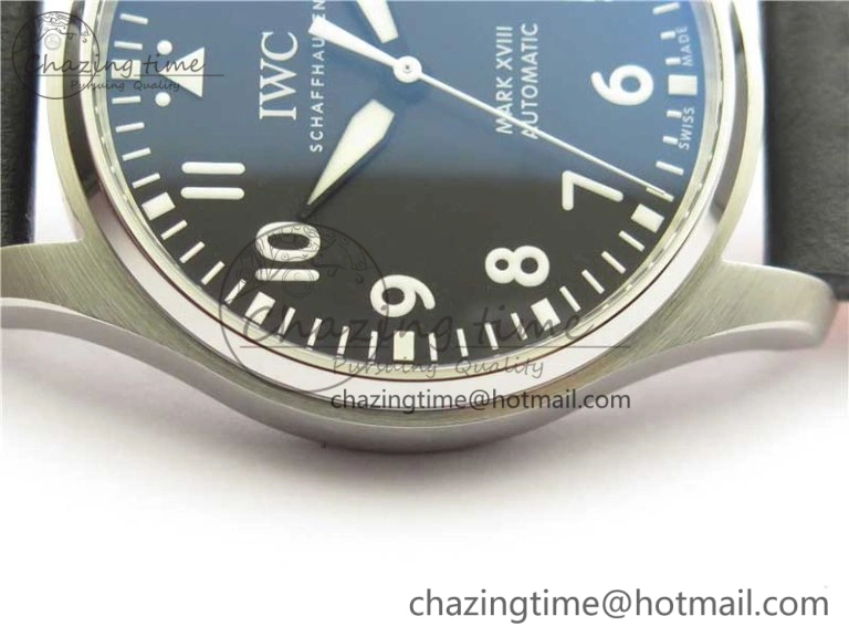 Refined MARK XVIII IW327001 SS FKF 1:1 Best Edition Black Dial On Black Leather Strap 7119
