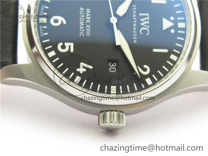 Refined MARK XVIII IW327001 SS FKF 1:1 Best Edition Black Dial On Black Leather Strap 7119