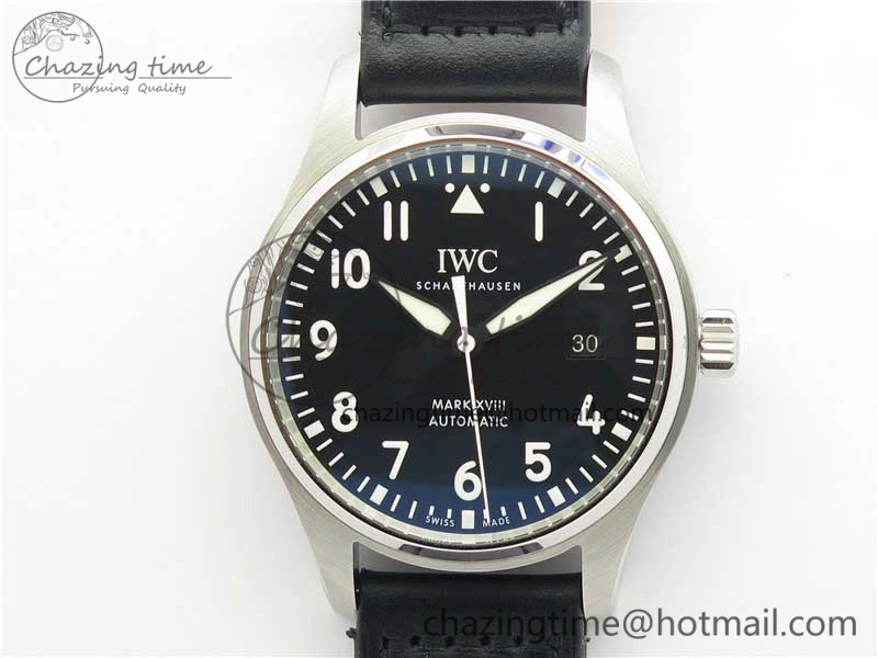 Refined MARK XVIII IW327001 SS FKF 1:1 Best Edition Black Dial On Black Leather Strap 7119