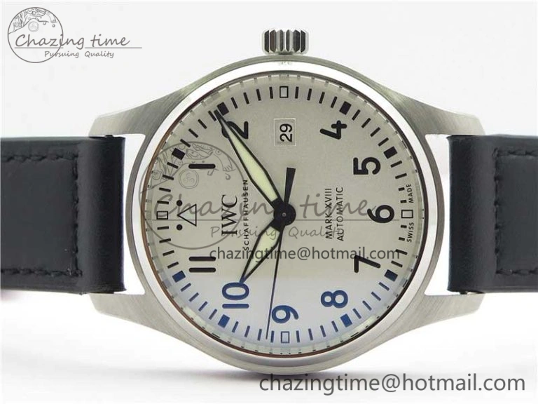 MARK XVIII IW327002 SS FKF 1:1 Best Edition White Dial On Black Leather Strap Functional 7121