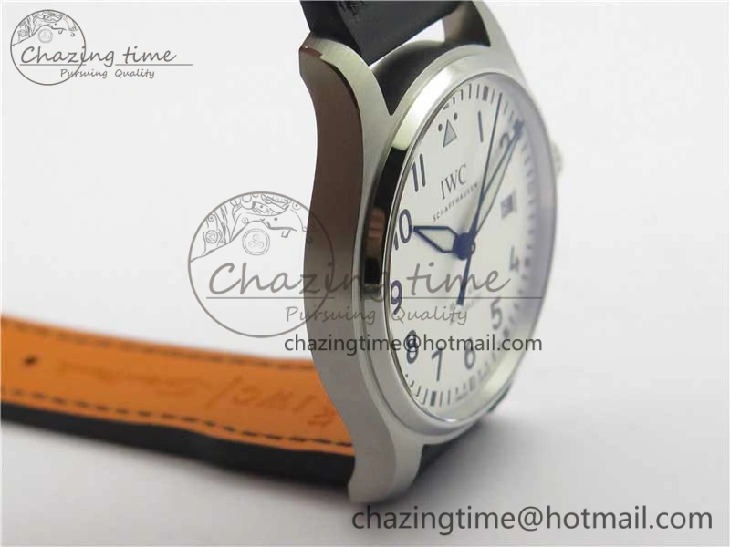 MARK XVIII IW327002 SS FKF 1:1 Best Edition White Dial On Black Leather Strap Functional 7121