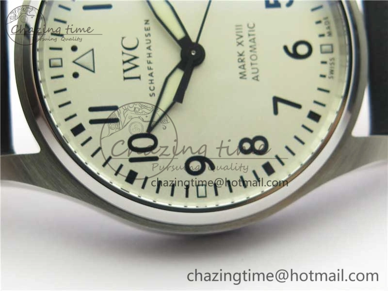 MARK XVIII IW327002 SS FKF 1:1 Best Edition White Dial On Black Leather Strap Functional 7121