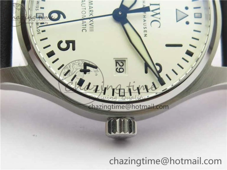MARK XVIII IW327002 SS FKF 1:1 Best Edition White Dial On Black Leather Strap Functional 7121