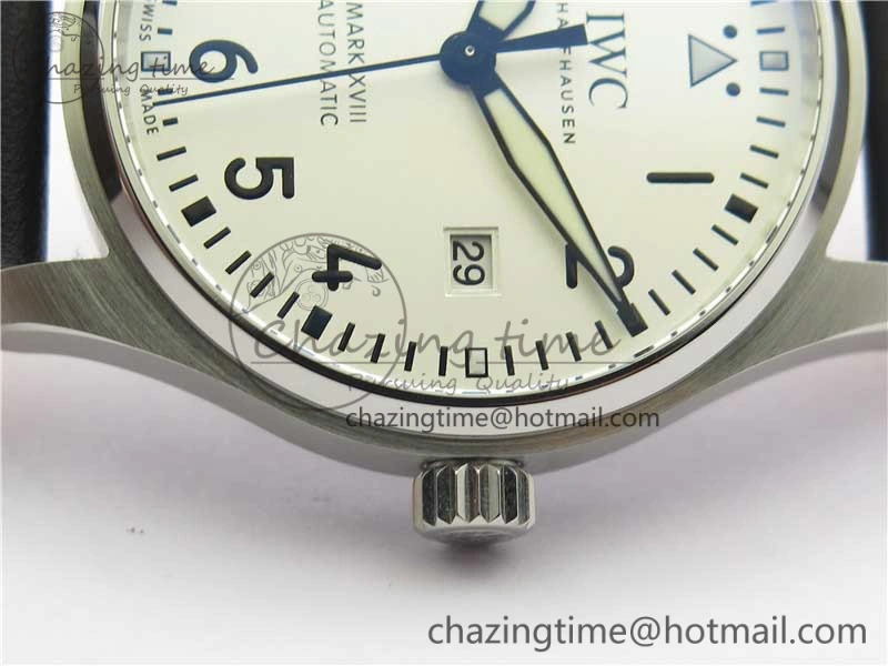 MARK XVIII IW327002 SS FKF 1:1 Best Edition White Dial On Black Leather Strap Functional 7121