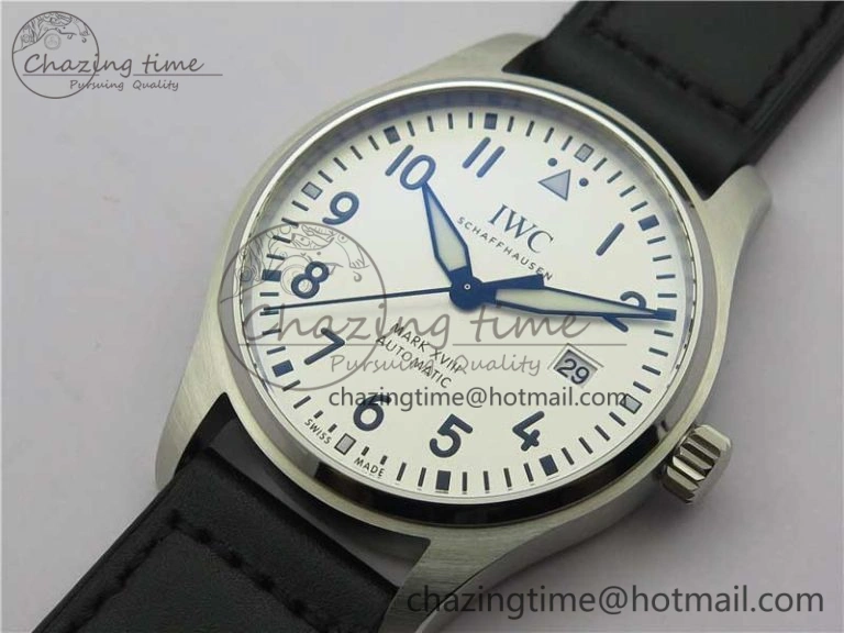 MARK XVIII IW327002 SS FKF 1:1 Best Edition White Dial On Black Leather Strap Functional 7121