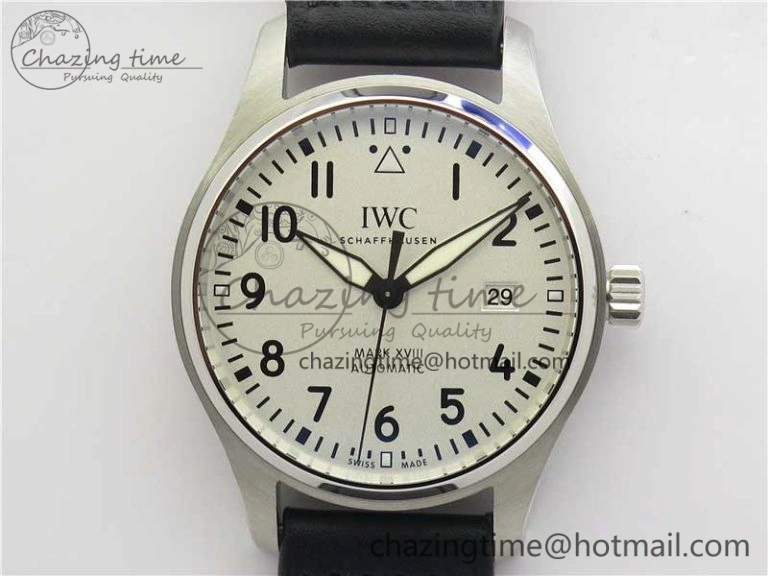MARK XVIII IW327002 SS FKF 1:1 Best Edition White Dial On Black Leather Strap Functional 7121