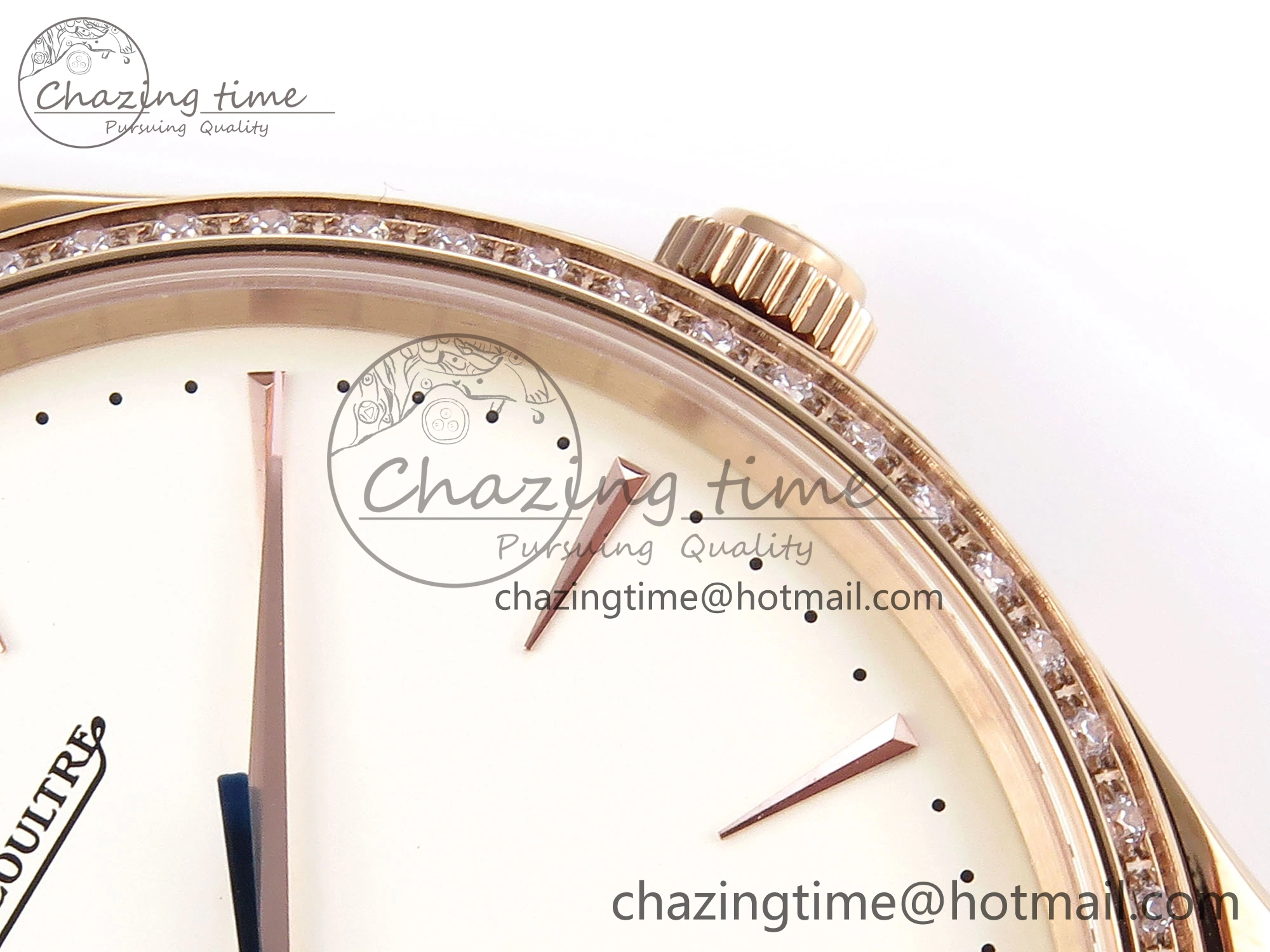 Premium MASTER ULTRA THIN MOON RG APSF 1:1 BEST EDITION WHITE DIAL DIAMONDS BEZEL ON BROWN LEATHER STRAP SA925 SUPER CLONE 7415