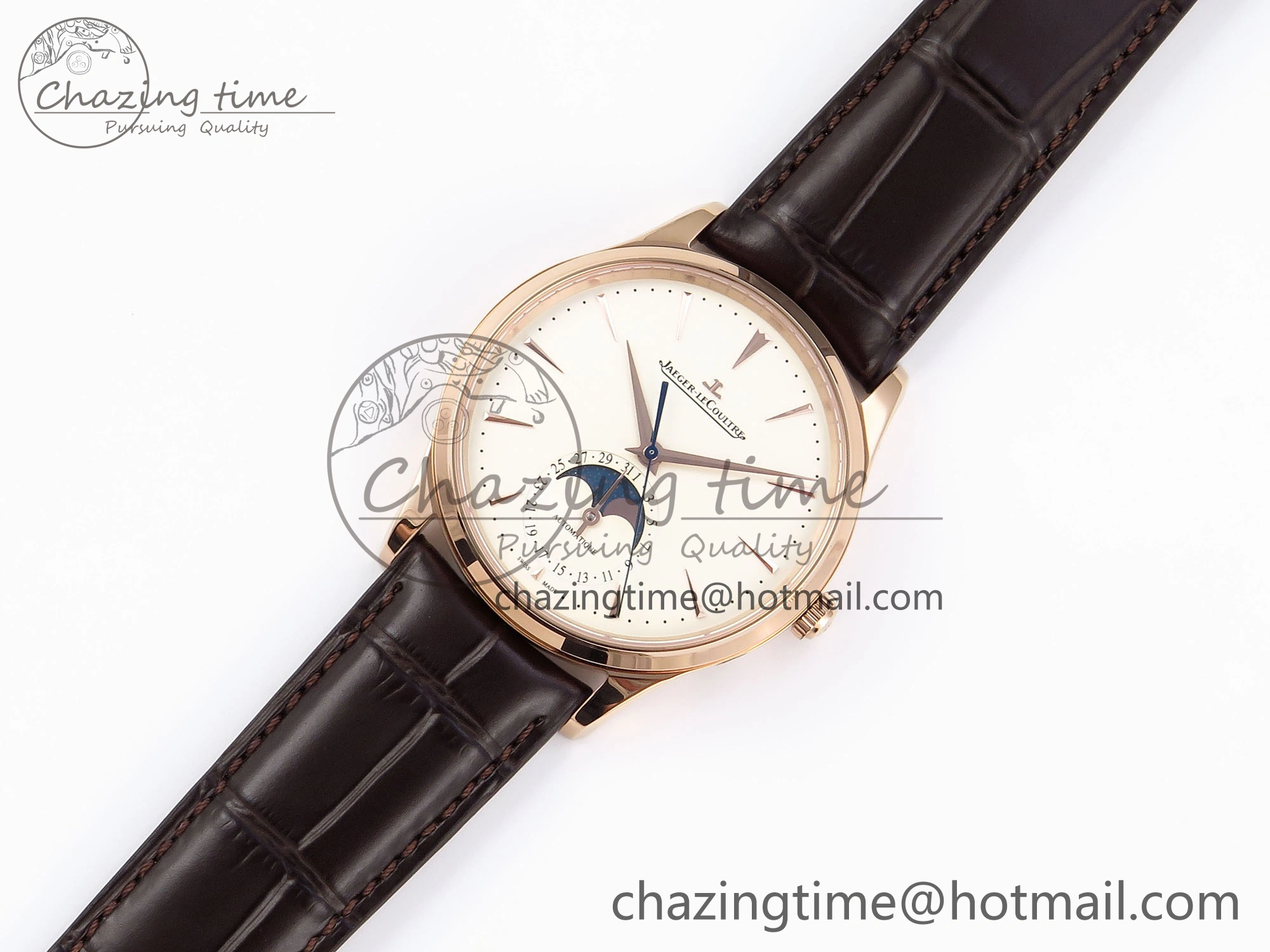 MASTER ULTRA THIN MOON RG APSF 1:1 BEST EDITION WHITE DIAL ON BROWN LEATHER STRAP SA925 SUPER CLONE Comfortable 7414