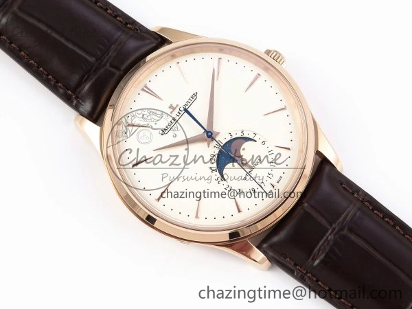 MASTER ULTRA THIN MOON RG APSF 1:1 BEST EDITION WHITE DIAL ON BROWN LEATHER STRAP SA925 SUPER CLONE Comfortable 7414