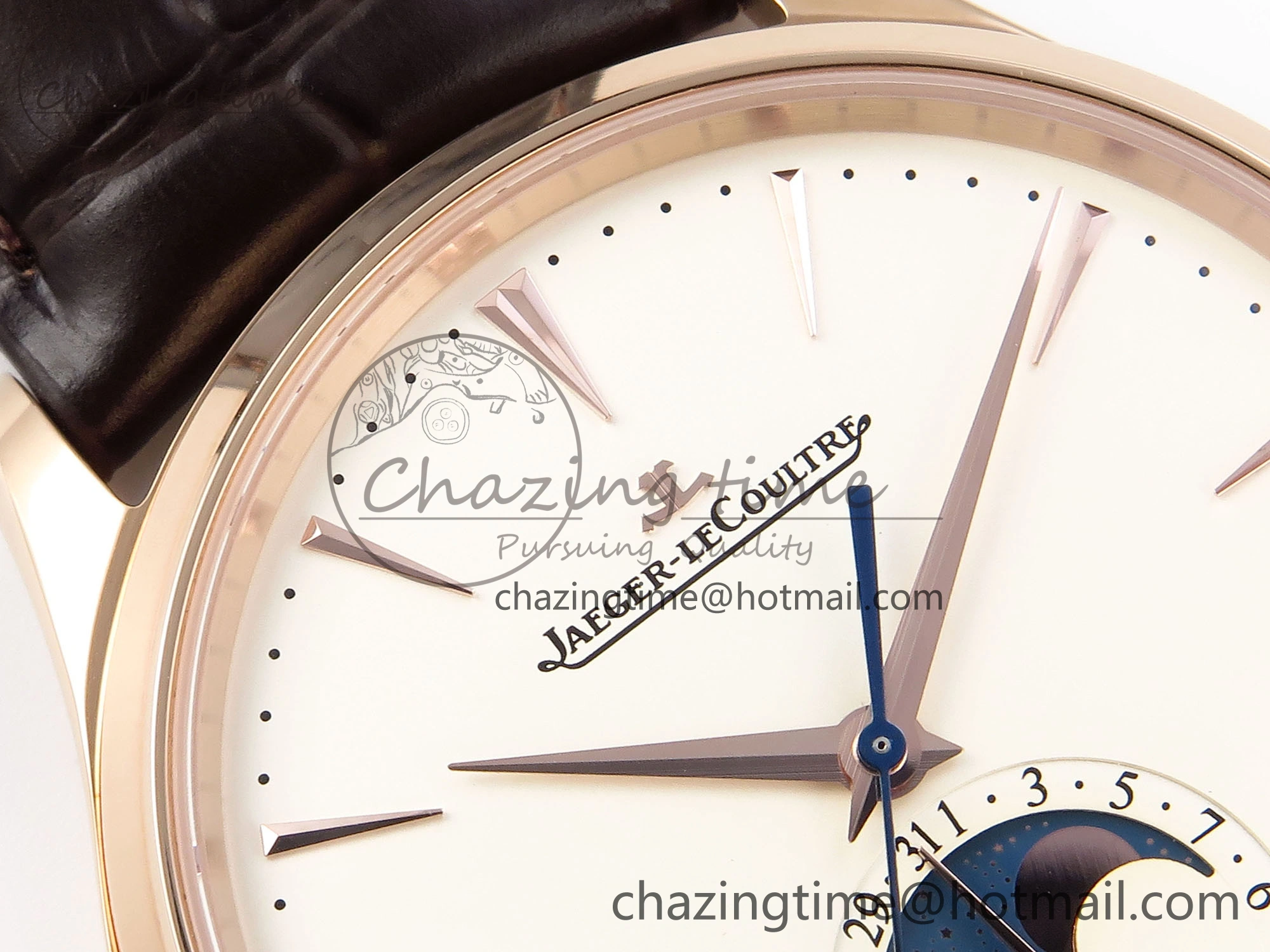 MASTER ULTRA THIN MOON RG APSF 1:1 BEST EDITION WHITE DIAL ON BROWN LEATHER STRAP SA925 SUPER CLONE Comfortable 7414