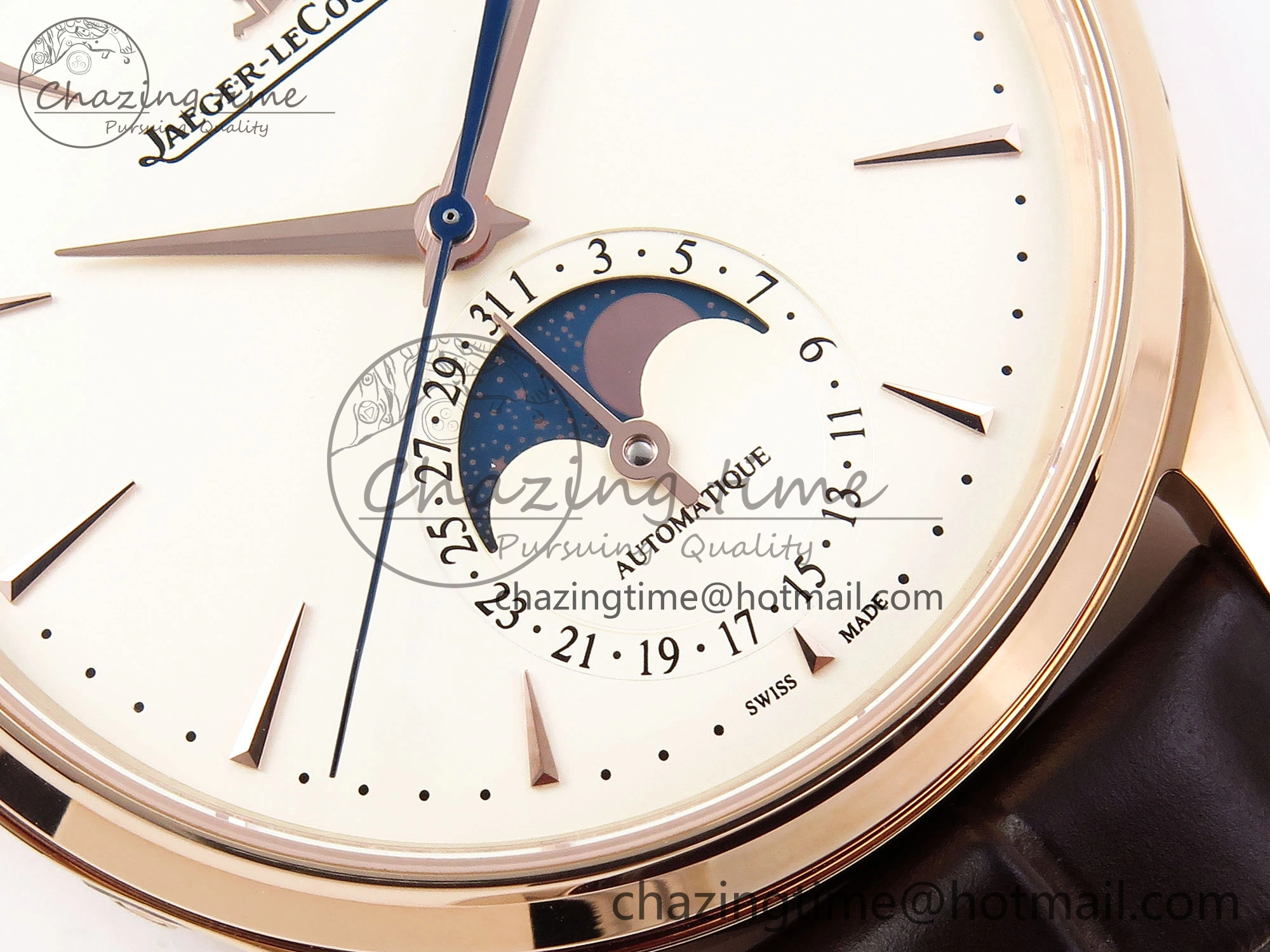 MASTER ULTRA THIN MOON RG APSF 1:1 BEST EDITION WHITE DIAL ON BROWN LEATHER STRAP SA925 SUPER CLONE Comfortable 7414