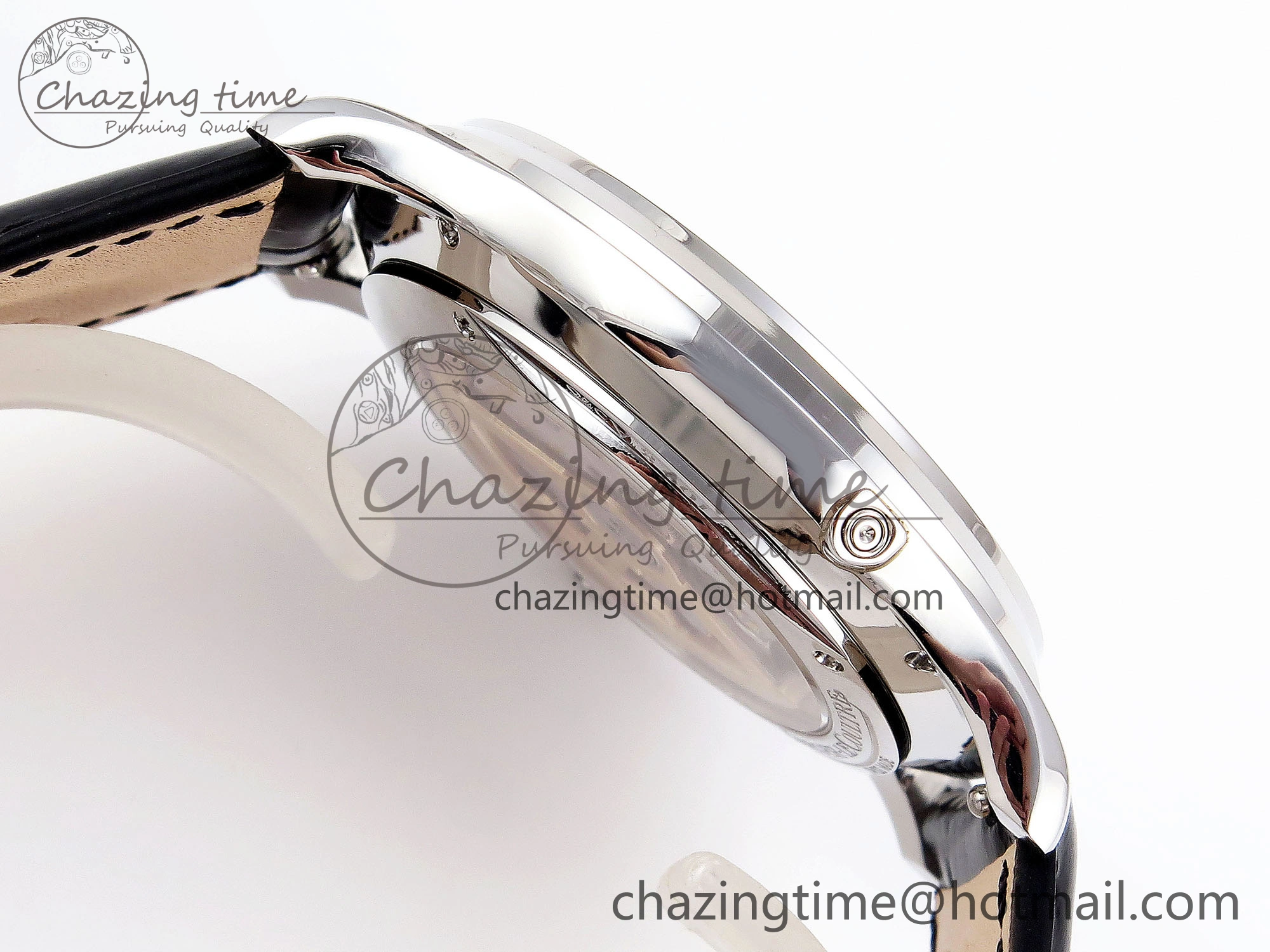MASTER ULTRA THIN MOON SS APSF 1:1 BEST EDITION BLACK DIAL ON BLACK LEATHER STRAP SA925 SUPER CLONE OnTrend 7411