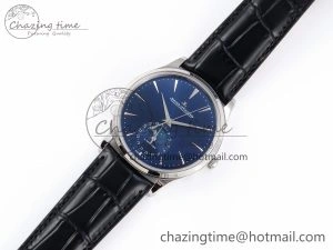 MASTER ULTRA THIN MOON SS APSF 1:1 BEST EDITION BLUE DIAL ON BLACK LEATHER STRAP SA925 SUPER CLONE Flexible 7412