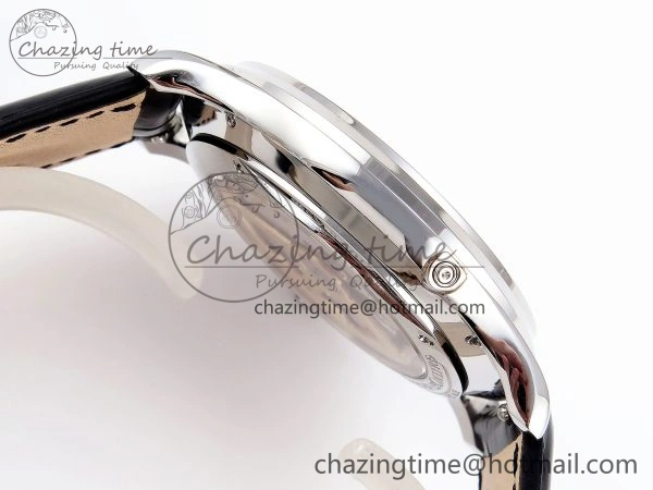 Classic MASTER ULTRA THIN MOON SS APSF 1:1 BEST EDITION SILVER DIAL ON BLACK LEATHER STRAP SA925 SUPER CLONE 7413