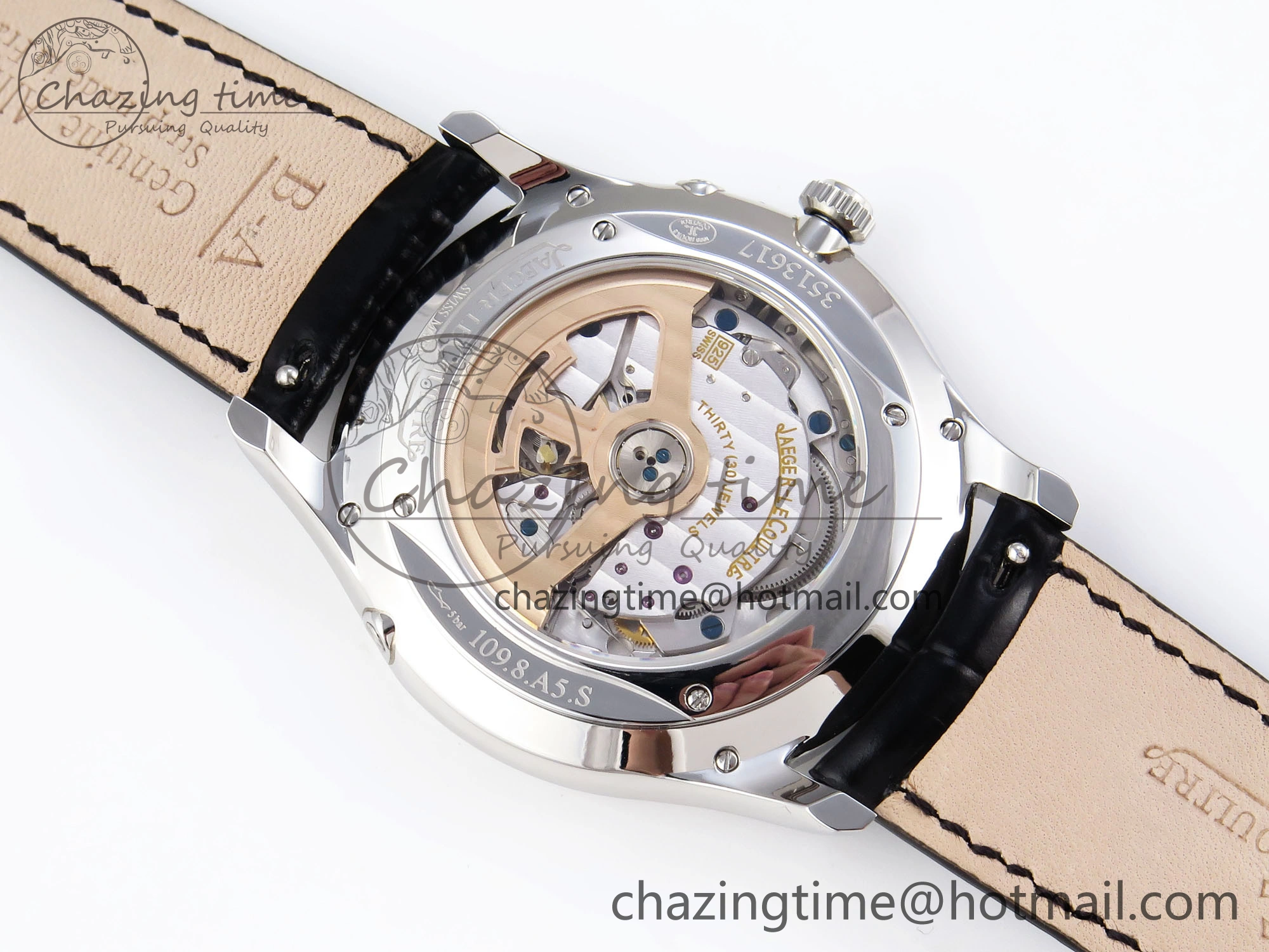 Classic MASTER ULTRA THIN MOON SS APSF 1:1 BEST EDITION SILVER DIAL ON BLACK LEATHER STRAP SA925 SUPER CLONE 7413