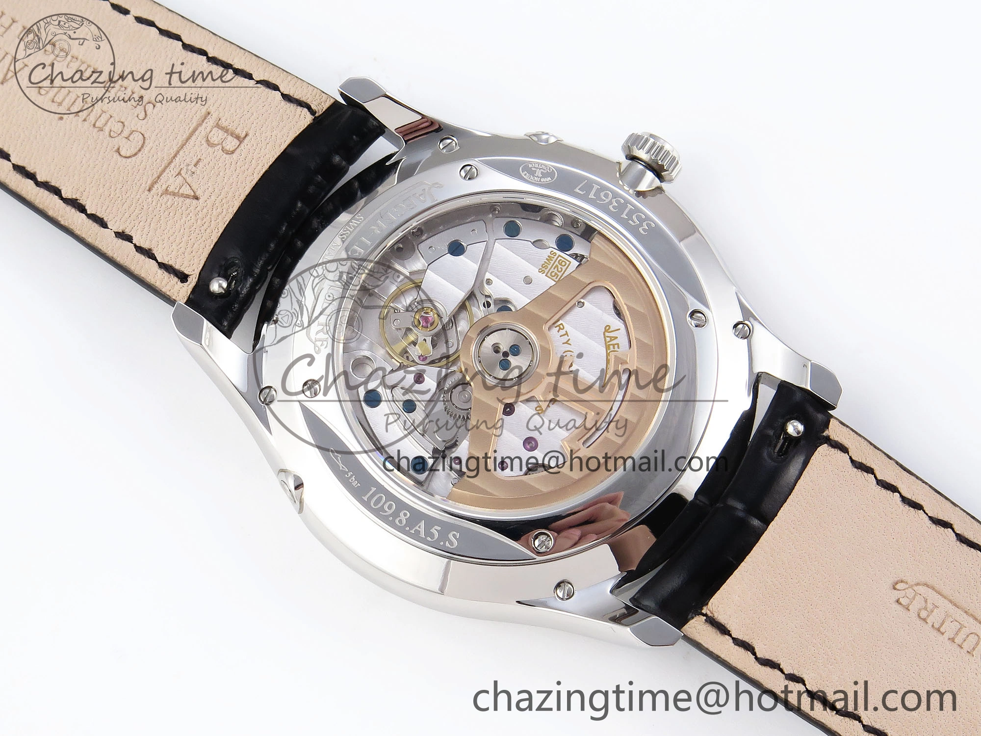 Classic MASTER ULTRA THIN MOON SS APSF 1:1 BEST EDITION SILVER DIAL ON BLACK LEATHER STRAP SA925 SUPER CLONE 7413