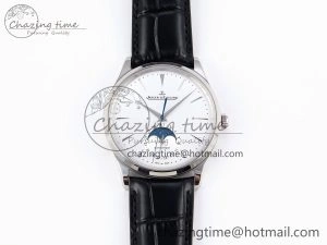 Classic MASTER ULTRA THIN MOON SS APSF 1:1 BEST EDITION SILVER DIAL ON BLACK LEATHER STRAP SA925 SUPER CLONE 7413