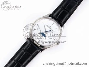 Classic MASTER ULTRA THIN MOON SS APSF 1:1 BEST EDITION SILVER DIAL ON BLACK LEATHER STRAP SA925 SUPER CLONE 7413