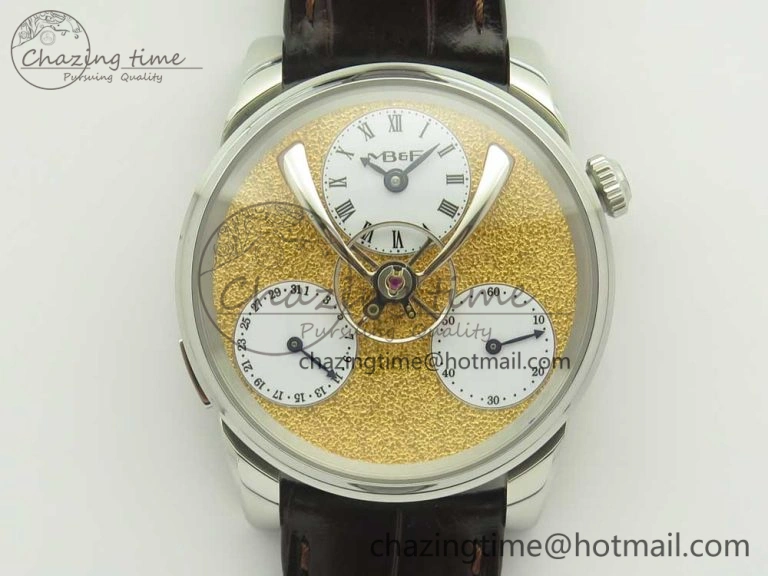 Bold MB&F Legacy Machine Split Escapement CYF Best Edition YG Dial On Black Leather Strap 7599