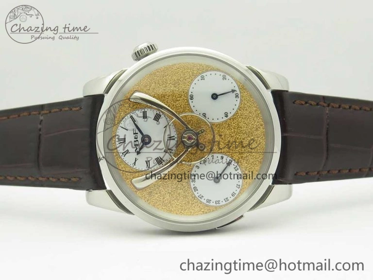 Bold MB&F Legacy Machine Split Escapement CYF Best Edition YG Dial On Black Leather Strap 7599