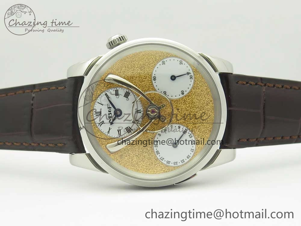 Bold MB&F Legacy Machine Split Escapement CYF Best Edition YG Dial On Black Leather Strap 7599