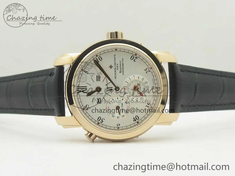 MultiPurpose Malte Dual Time Regulator RG K11 Maker White Dial on Black Leather Strap A23J 9955
