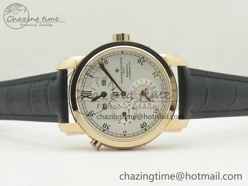 MultiPurpose Malte Dual Time Regulator RG K11 Maker White Dial on Black Leather Strap A23J 9955