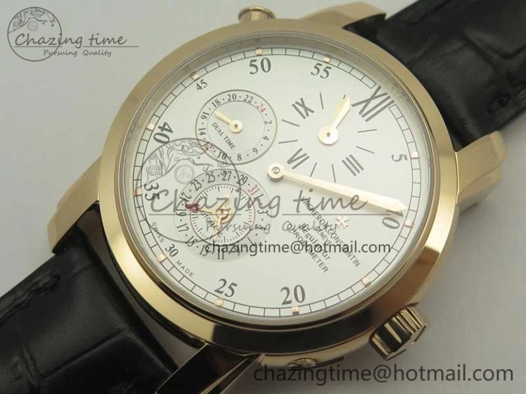 MultiPurpose Malte Dual Time Regulator RG K11 Maker White Dial on Black Leather Strap A23J 9955