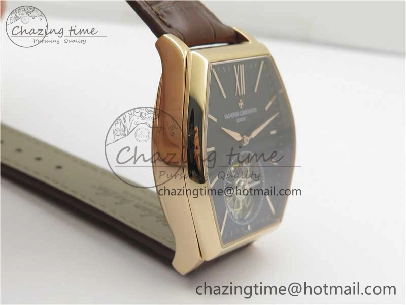 Breathable Malte Tourbillon RG VCR Best Edition Black Dial on Black Croco Leather Strap 9903