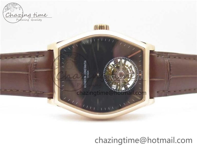 Breathable Malte Tourbillon RG VCR Best Edition Black Dial on Black Croco Leather Strap 9903