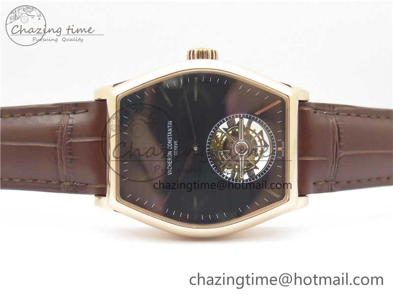 Breathable Malte Tourbillon RG VCR Best Edition Black Dial on Black Croco Leather Strap 9903