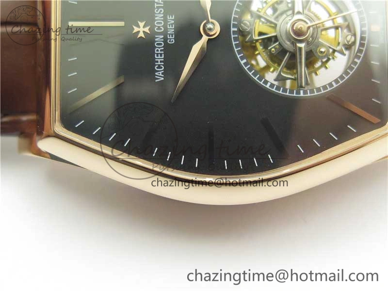 Breathable Malte Tourbillon RG VCR Best Edition Black Dial on Black Croco Leather Strap 9903