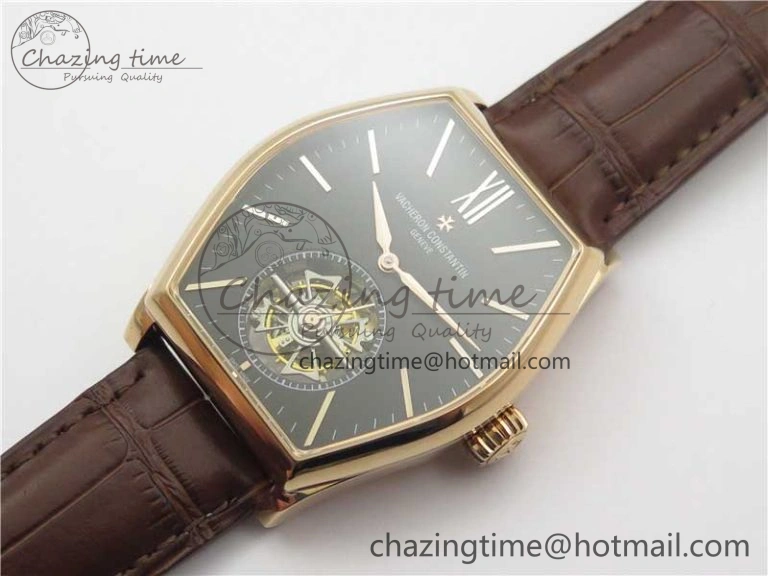Breathable Malte Tourbillon RG VCR Best Edition Black Dial on Black Croco Leather Strap 9903