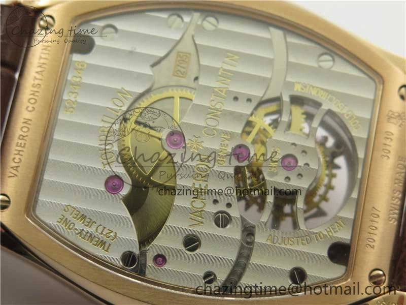 Malte Tourbillon RG VCR Best Edition White Dial on Black Croco Leather Strap Snug 9905