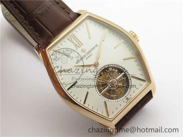 Malte Tourbillon RG VCR Best Edition White Dial on Black Croco Leather Strap Snug 9905