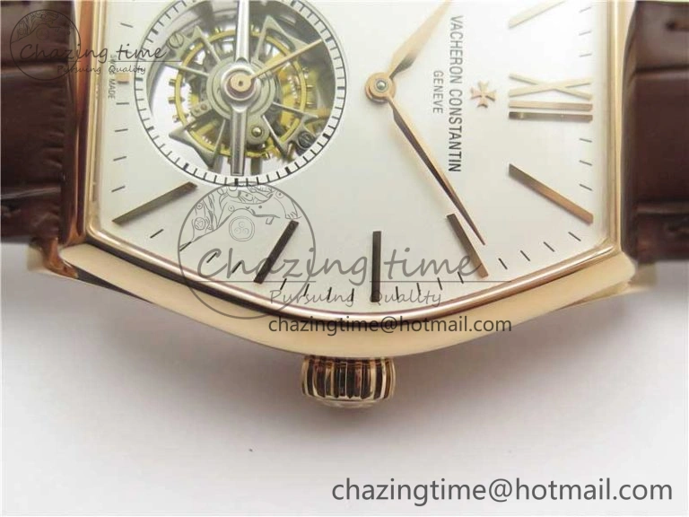 Malte Tourbillon RG VCR Best Edition White Dial on Black Croco Leather Strap Snug 9905