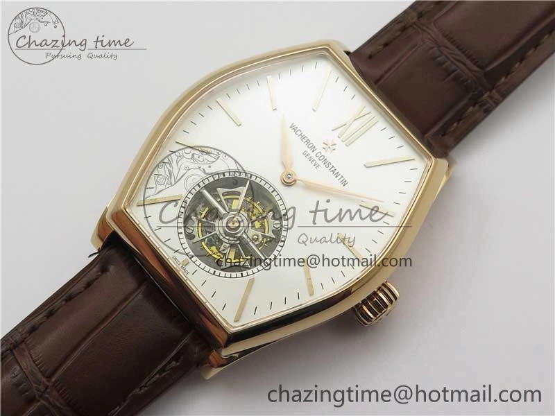 Malte Tourbillon RG VCR Best Edition White Dial on Black Croco Leather Strap Snug 9905