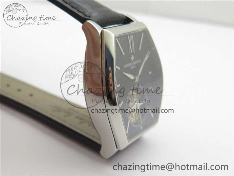 Sustainable Malte Tourbillon SS VCR Best Edition Black Dial on Black Croco Leather Strap 9908