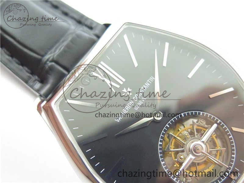 Sustainable Malte Tourbillon SS VCR Best Edition Black Dial on Black Croco Leather Strap 9908