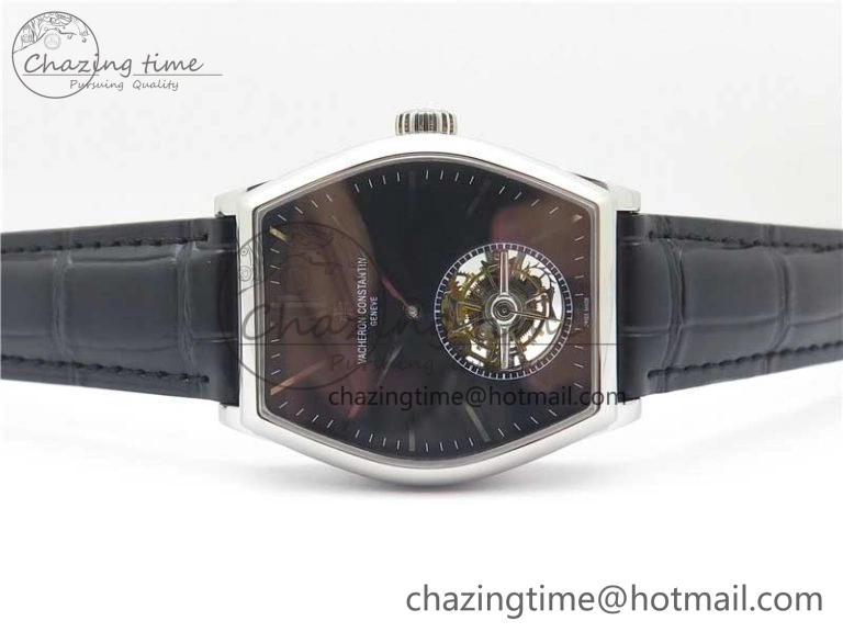 Sustainable Malte Tourbillon SS VCR Best Edition Black Dial on Black Croco Leather Strap 9908