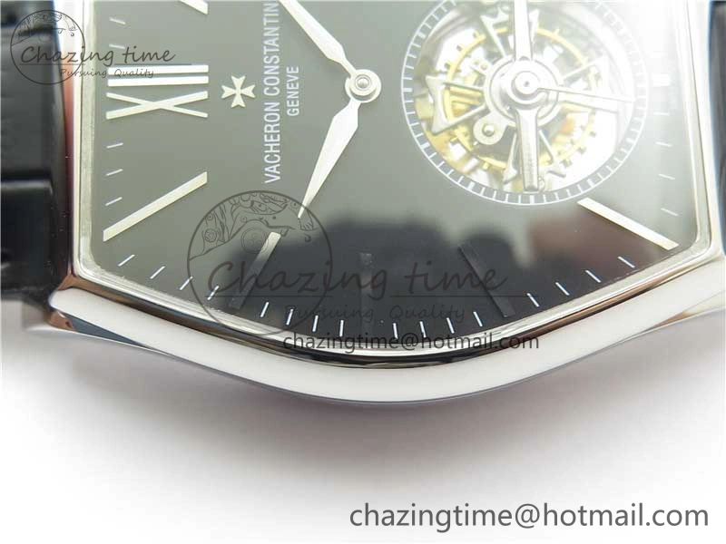 Sustainable Malte Tourbillon SS VCR Best Edition Black Dial on Black Croco Leather Strap 9908