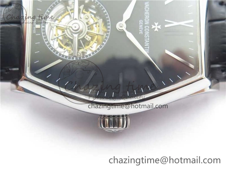 Sustainable Malte Tourbillon SS VCR Best Edition Black Dial on Black Croco Leather Strap 9908