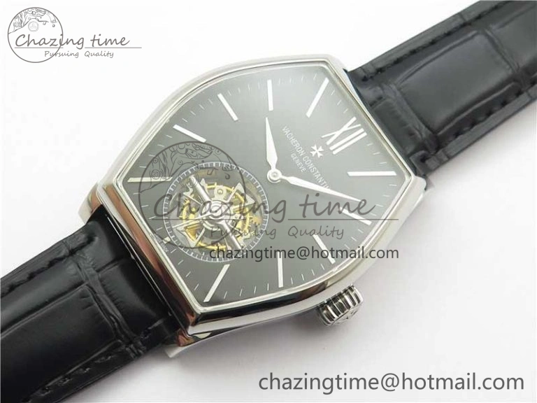 Sustainable Malte Tourbillon SS VCR Best Edition Black Dial on Black Croco Leather Strap 9908