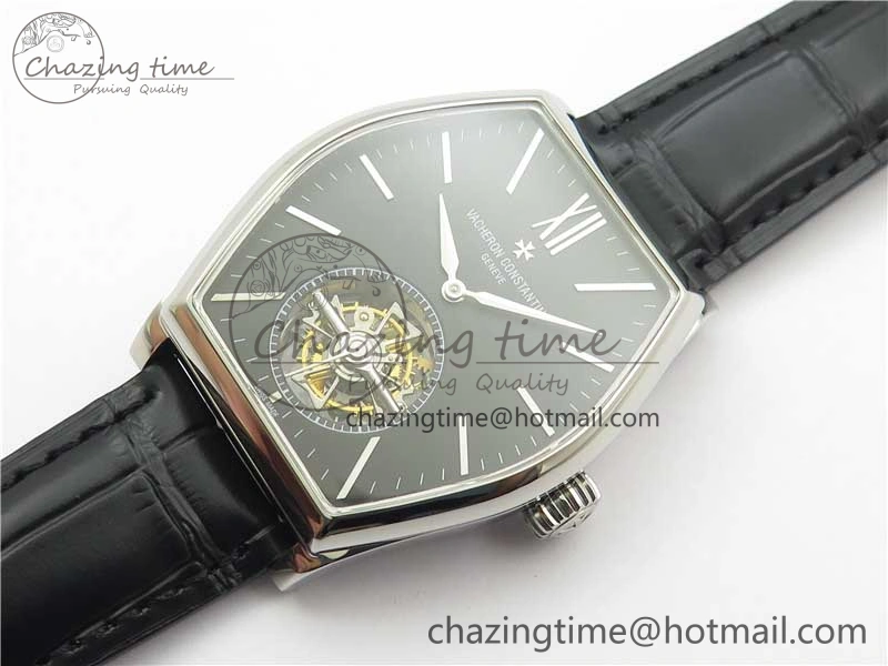 Sustainable Malte Tourbillon SS VCR Best Edition Black Dial on Black Croco Leather Strap 9908