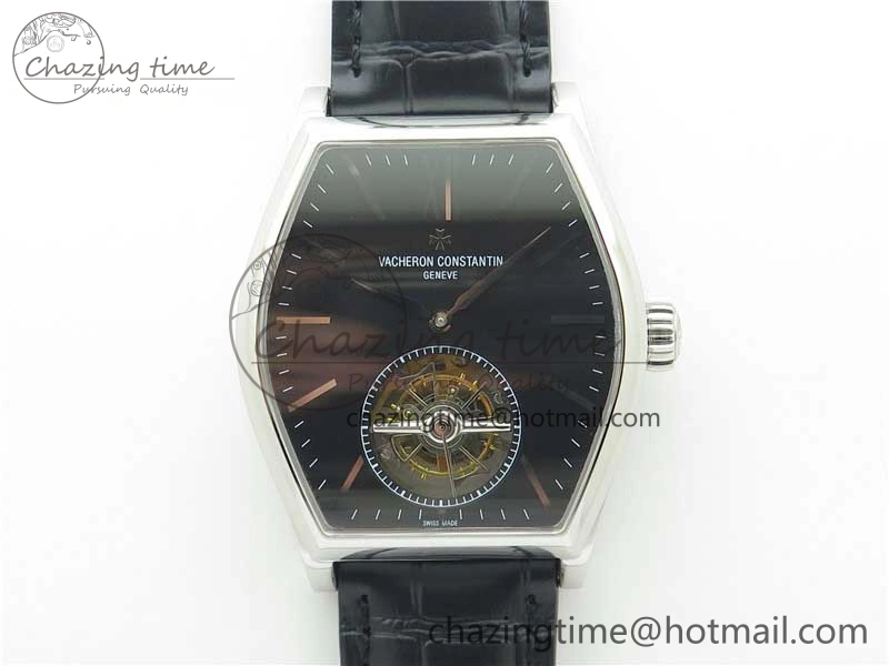 Sustainable Malte Tourbillon SS VCR Best Edition Black Dial on Black Croco Leather Strap 9908