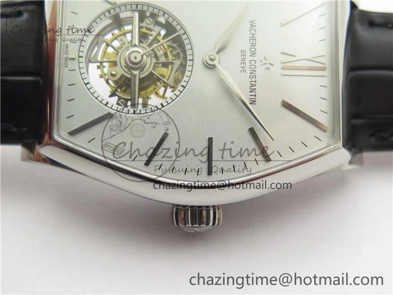 Malte Tourbillon SS VCR Best Edition Gray Dial on Black Croco Leather Strap Elegant 9907